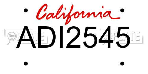 ADI2545 California License Plate