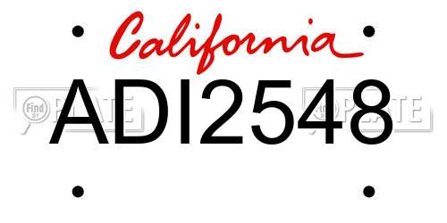 ADI2548 California License Plate
