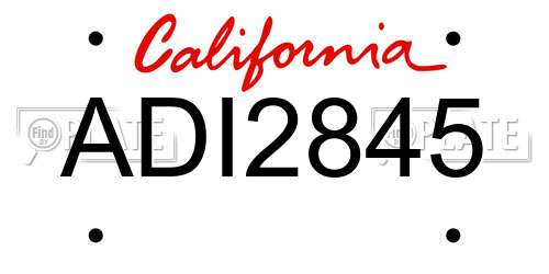 ADI2845 California License Plate