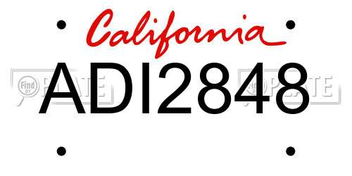 ADI2848 California License Plate