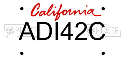 ADI42C California License Plate