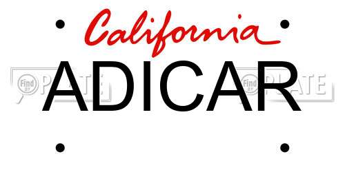 ADICAR California License Plate
