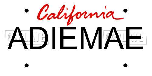 ADIEMAE California License Plate