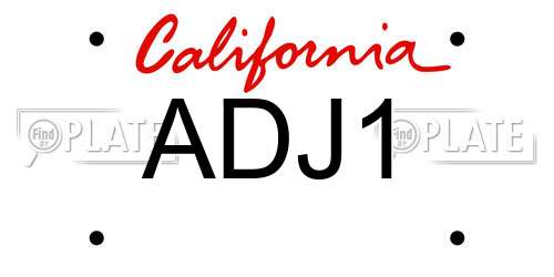 ADJ1 California License Plate