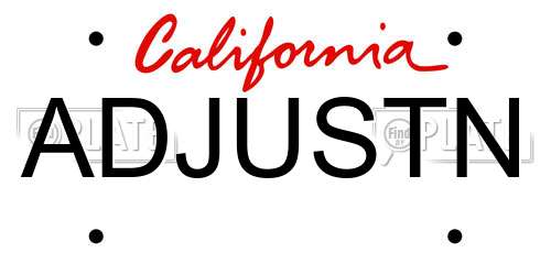 ADJUSTN California License Plate