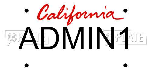 ADMIN1 California License Plate