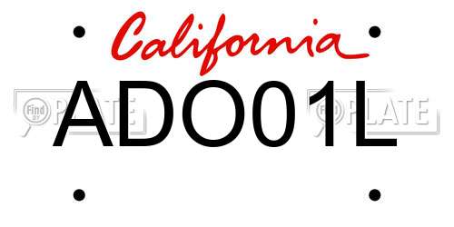 ADO01L California License Plate