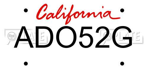 ADO52G California License Plate