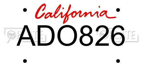ADO826 California License Plate