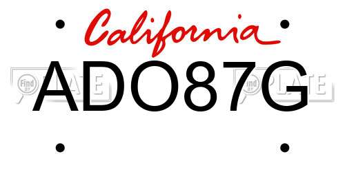 ADO87G California License Plate