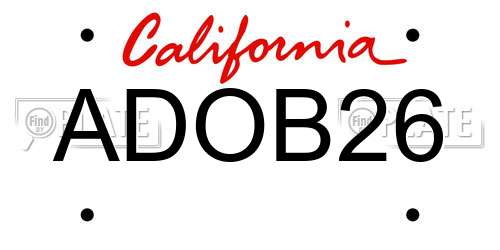 ADOB26 California License Plate