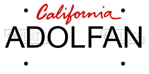 ADOLFAN California License Plate