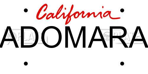 ADOMARA California License Plate