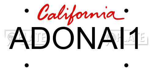 ADONAI1 California License Plate
