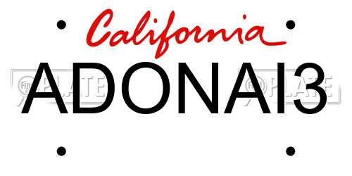 ADONAI3 California License Plate