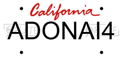 ADONAI4 California License Plate