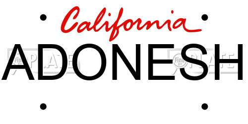 ADONESH California License Plate