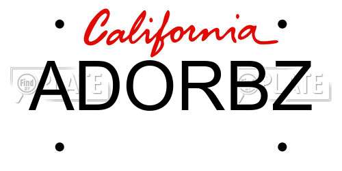 ADORBZ California License Plate