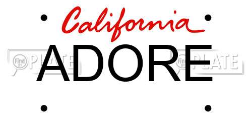 ADORE California License Plate