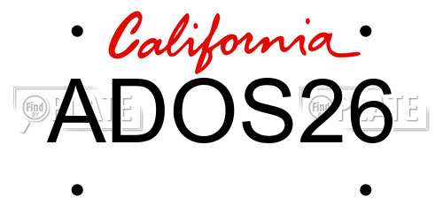 ADOS26 California License Plate