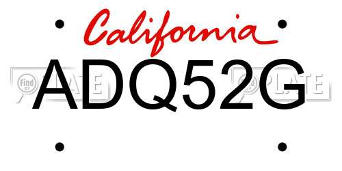 ADQ52G California License Plate