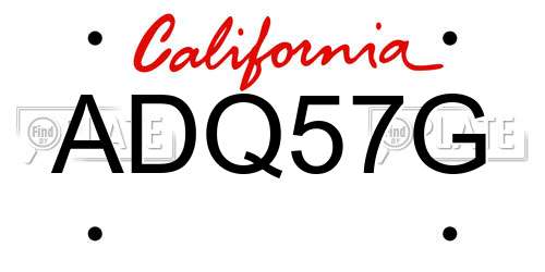 ADQ57G California License Plate