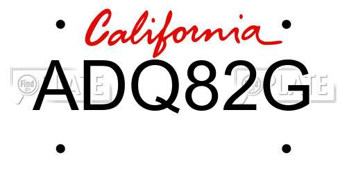 ADQ82G California License Plate