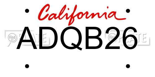 ADQB26 California License Plate