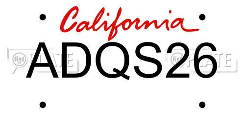 ADQS26 California License Plate
