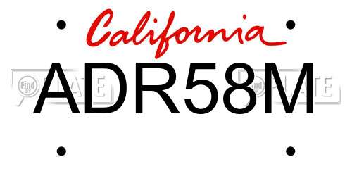ADR58M California License Plate