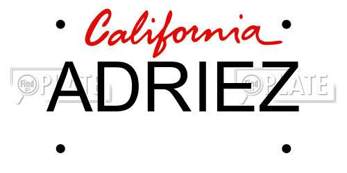 ADRIEZ California License Plate