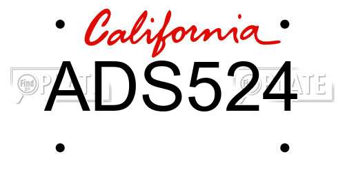 ADS524 California License Plate