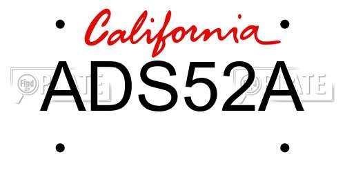ADS52A California License Plate