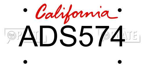 ADS574 California License Plate