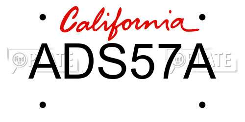 ADS57A California License Plate