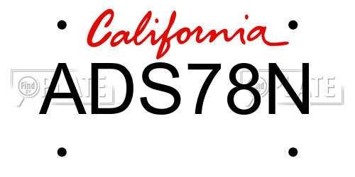 ADS78N California License Plate