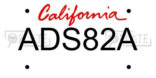 ADS82A California License Plate