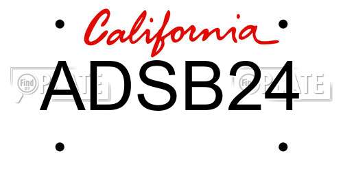 ADSB24 California License Plate