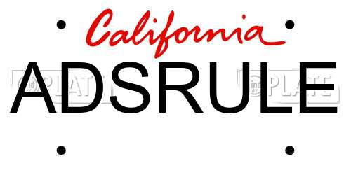 ADSRULE California License Plate