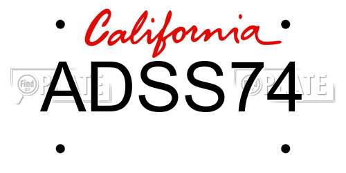 ADSS74 California License Plate