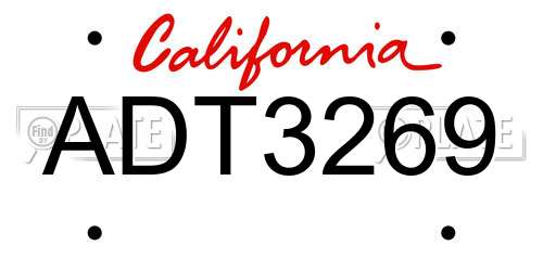 ADT3269 California License Plate