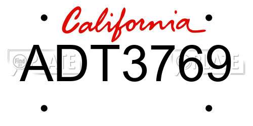 ADT3769 California License Plate