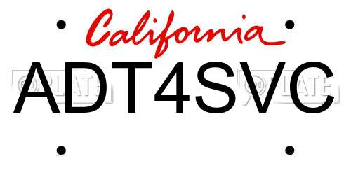 ADT4SVC California License Plate