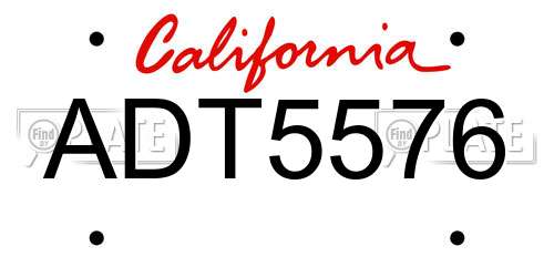 ADT5576 California License Plate