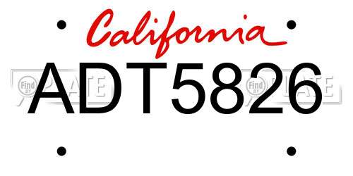 ADT5826 California License Plate