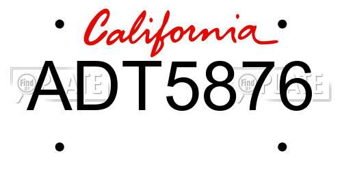 ADT5876 California License Plate