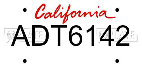 ADT6142 California License Plate