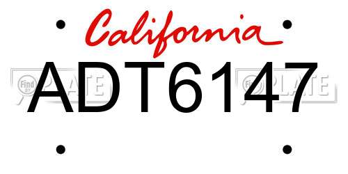 ADT6147 California License Plate