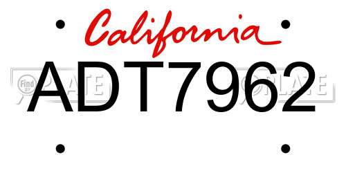 ADT7962 California License Plate