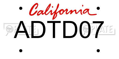 ADTD07 California License Plate